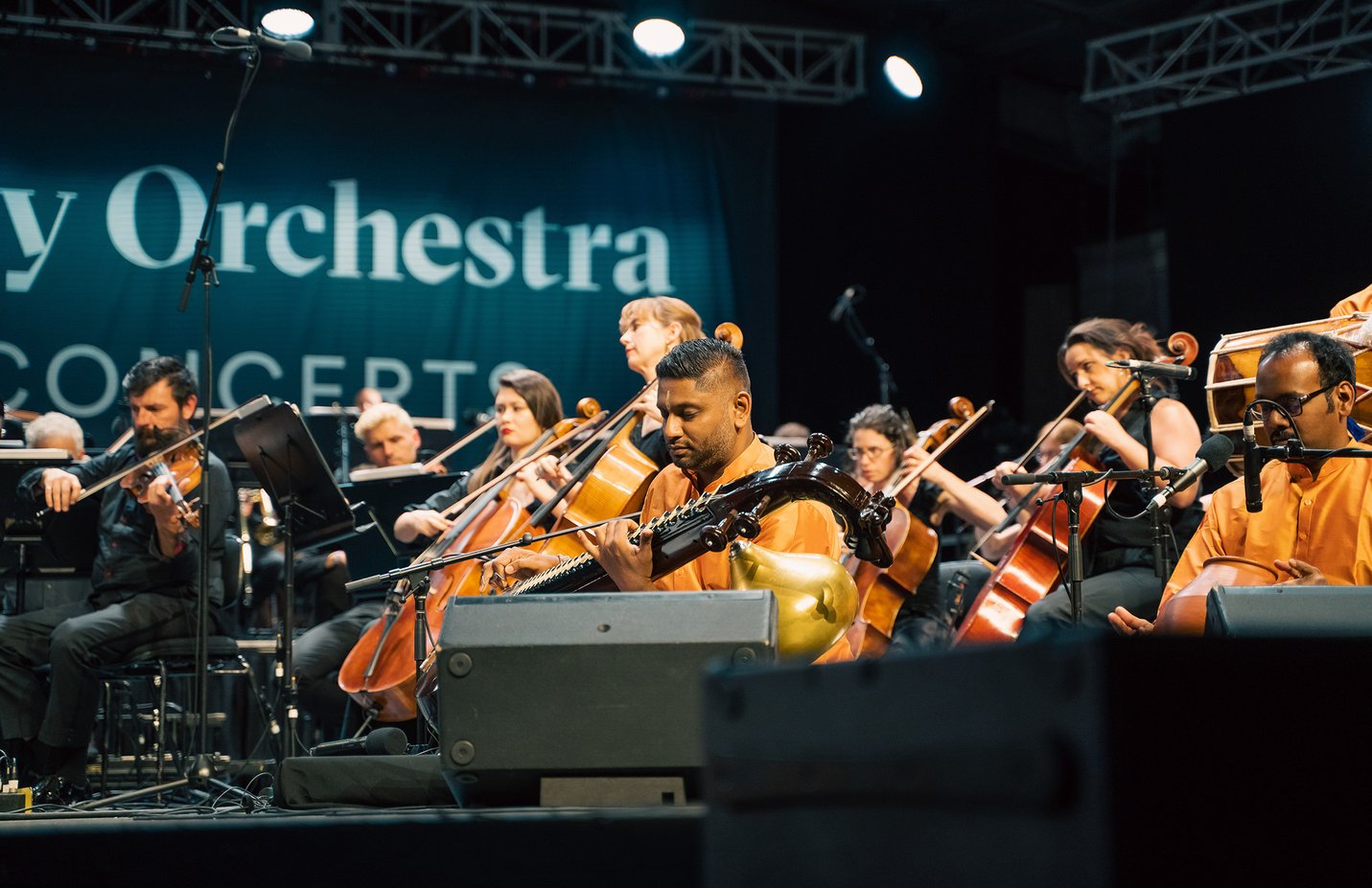 Hari Sivanesan and the Sangam Ensemble perform with the MSO at the Sidney Myer Music Bowl