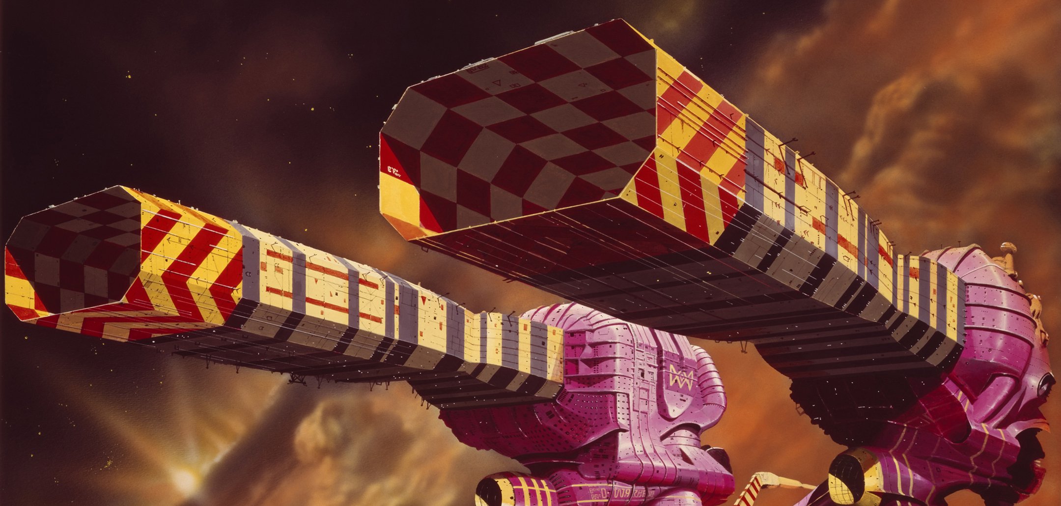 Colourful spaceship concept art as featured in 'Jodorowsky's Dune' (2013) Highline Pictures