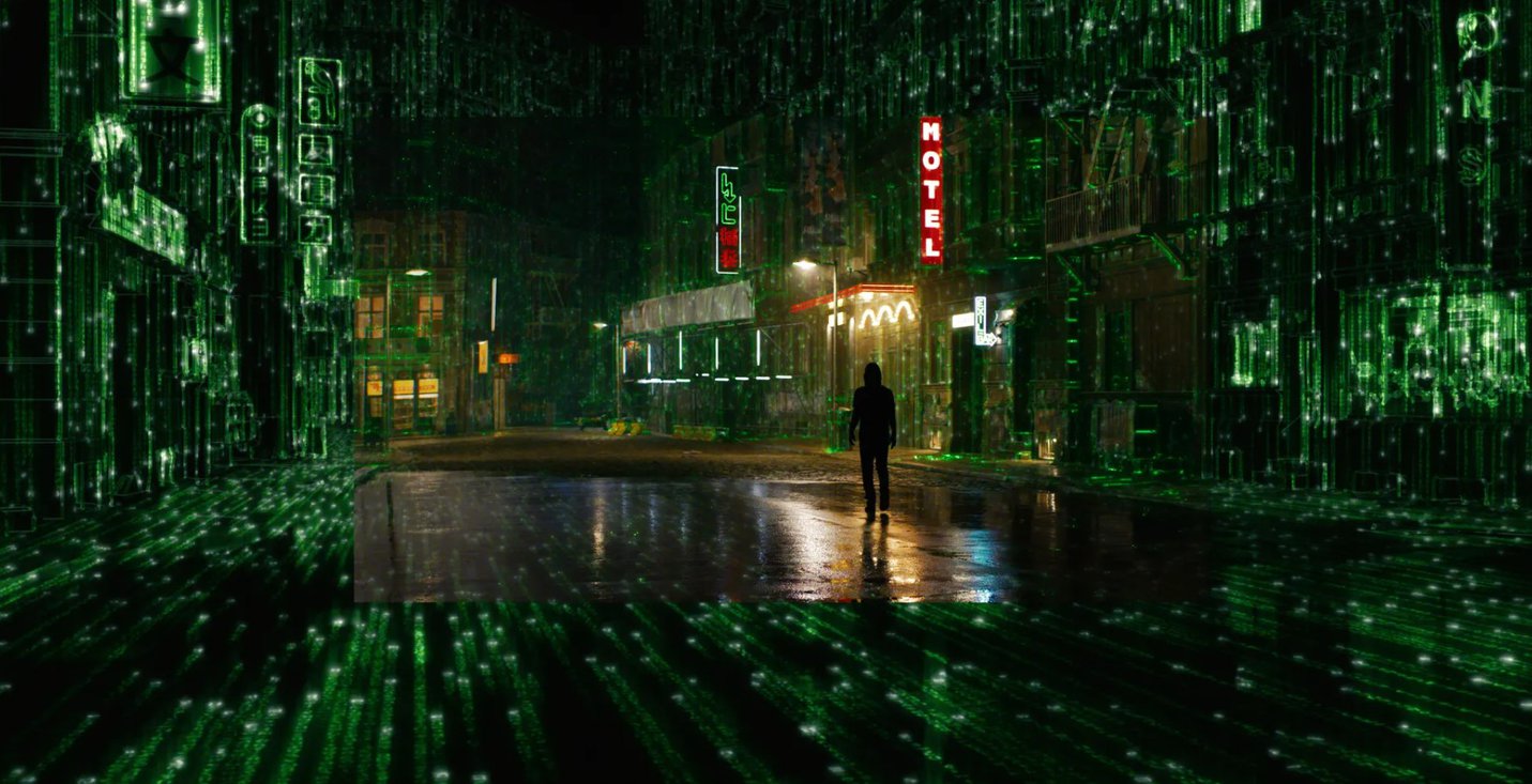 Digital cityscape at night - The Matrix Resurrections (2021)