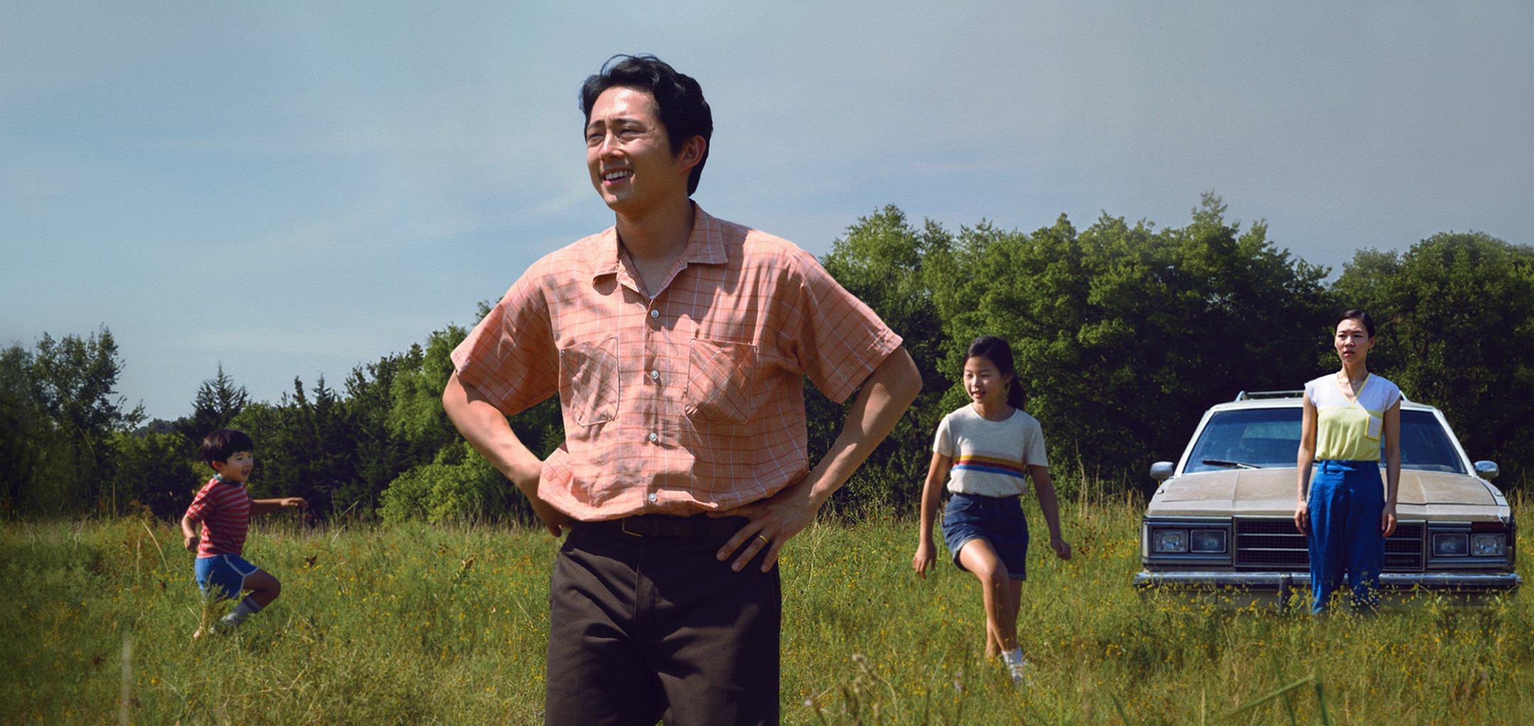 Steven Yeun as Jacob and the family in 'Minari' (2020)