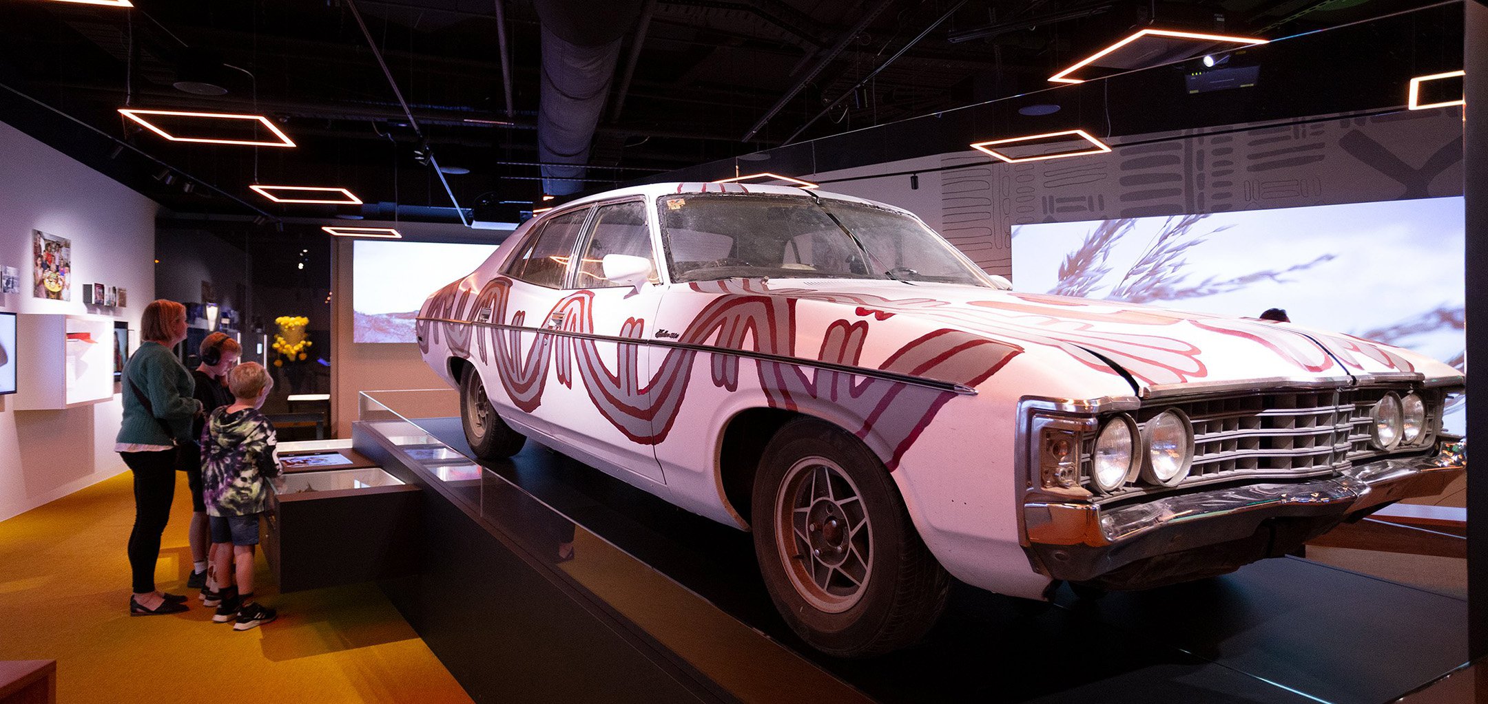 The Bush Mechanics car placed at the centre of the Moving Australia section of The Story of the Moving Image