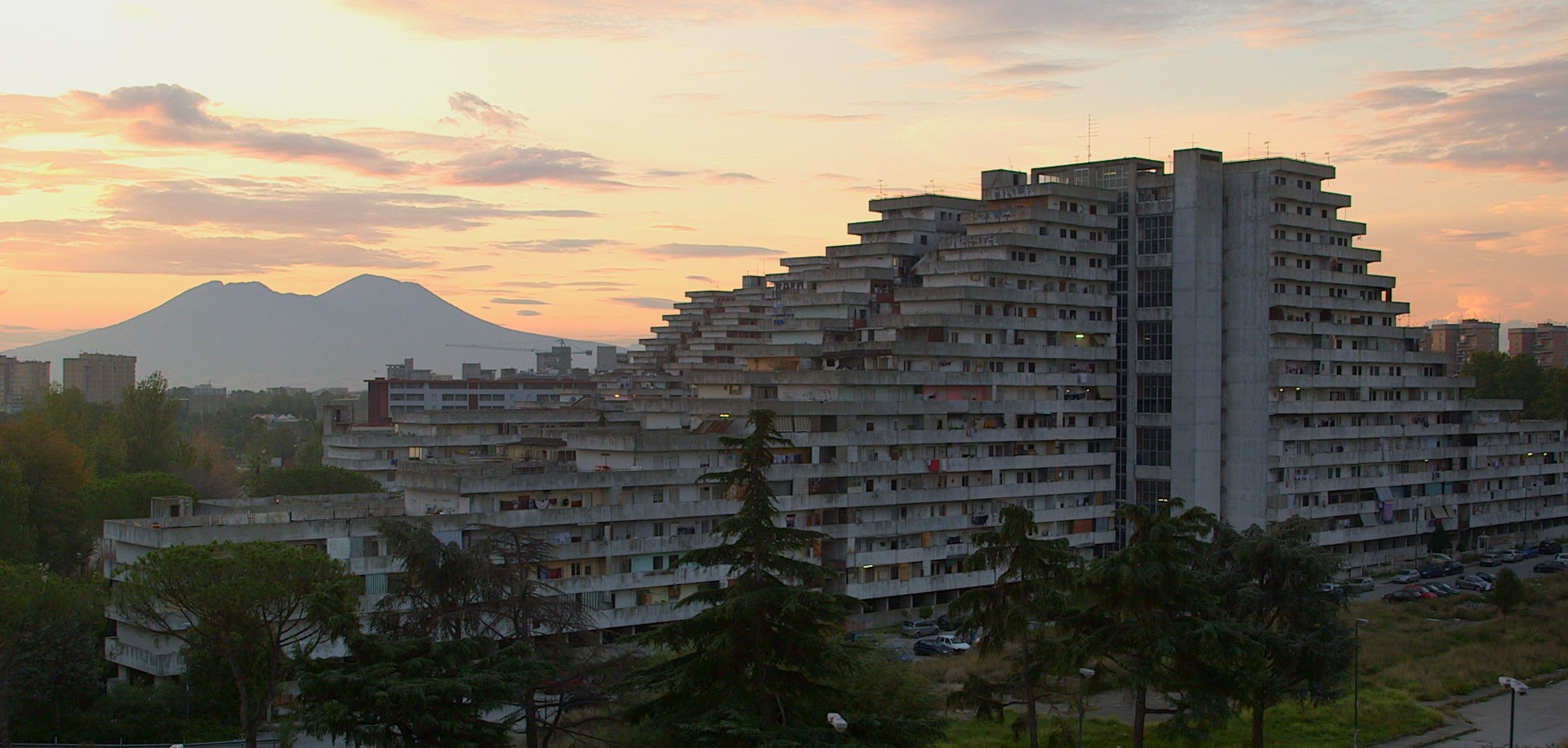 Le Vele, Scampia at sunset - still from 'The Ship (La Nave)' (2020)