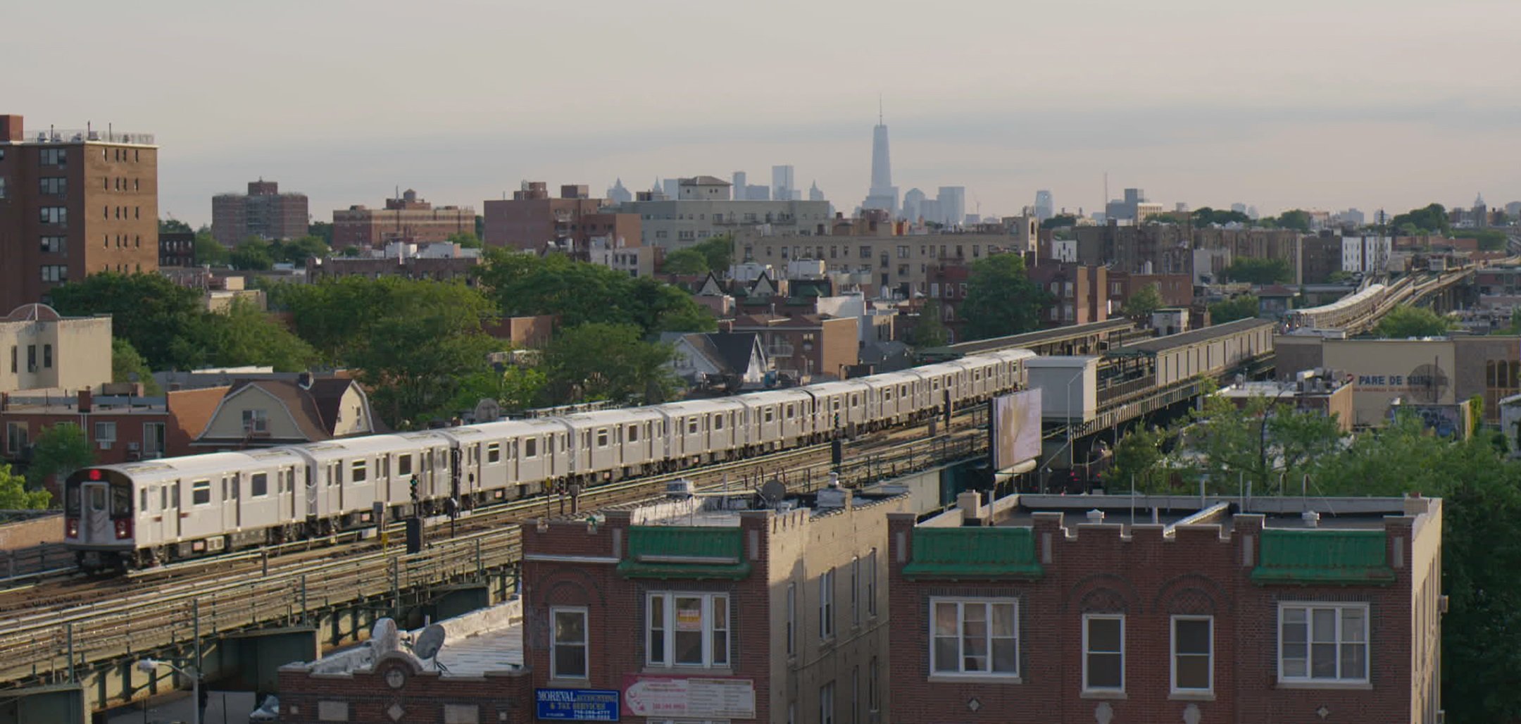 A city skyline from 'In Jackson Heights' (2015) Zipporah Films, Inc.