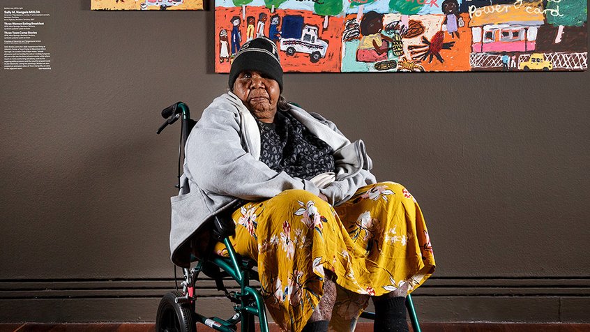 Sally Mnangala Mulda at Tarnanthi, 2019  - photography by Saul Steed