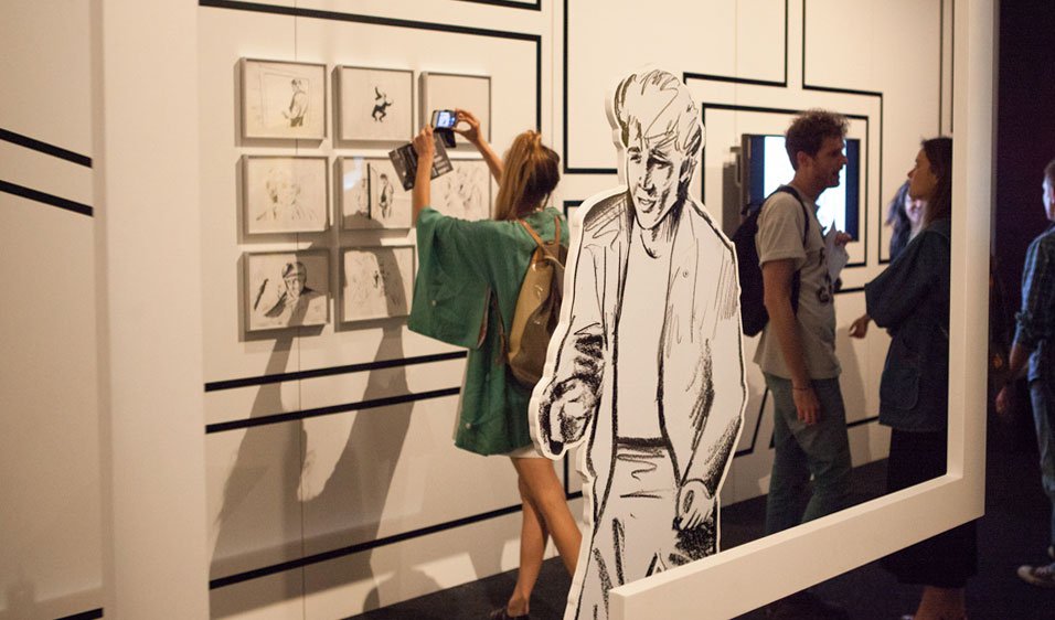Original artwork from A-Ha's 'Take on Me'. Music video by Steve Barron, featured in Spectacle: The Music Video Exhibition