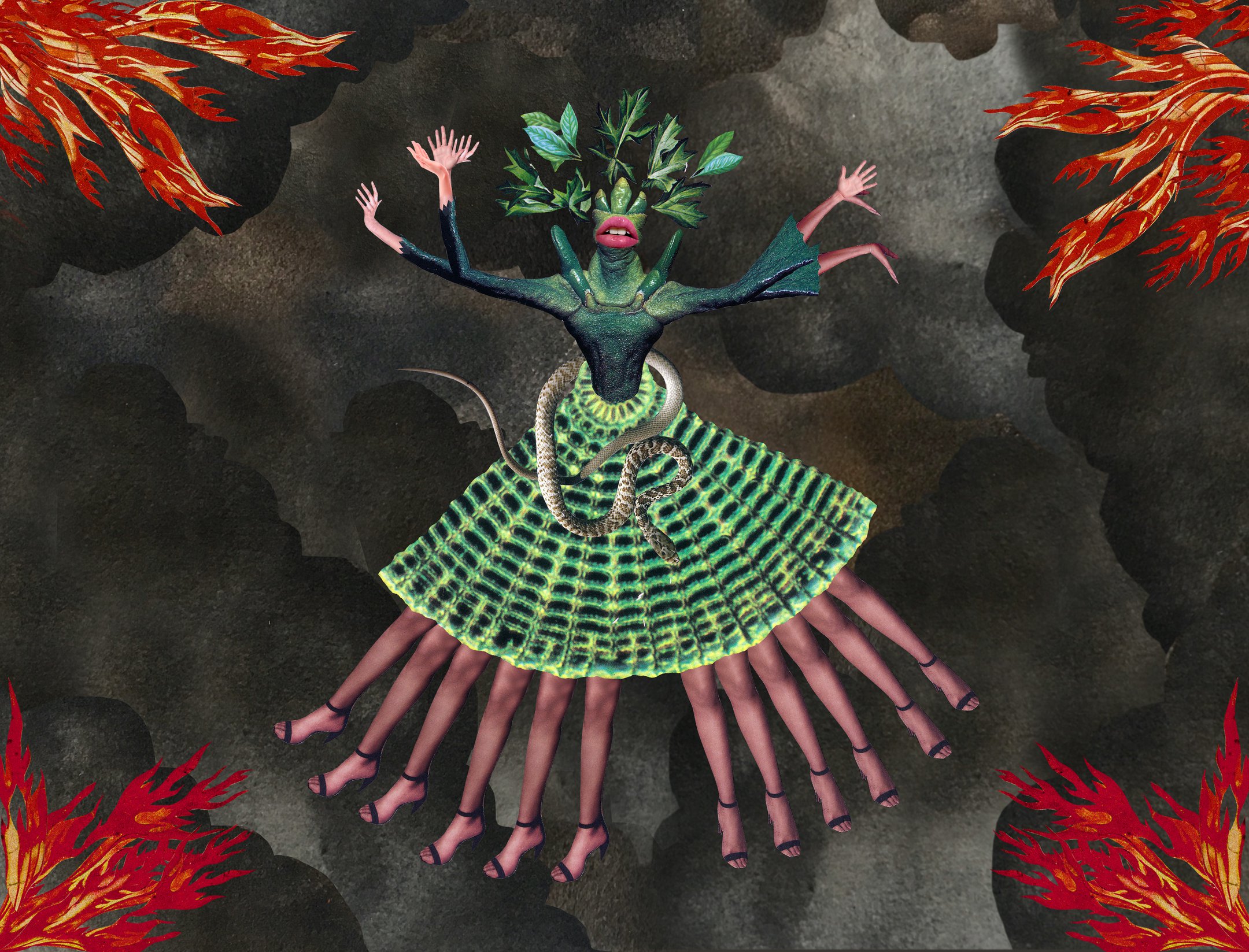 Green mutli-legged creature as featured in 'The Gods of Tiny Things' by Deborah Kelly (2021)